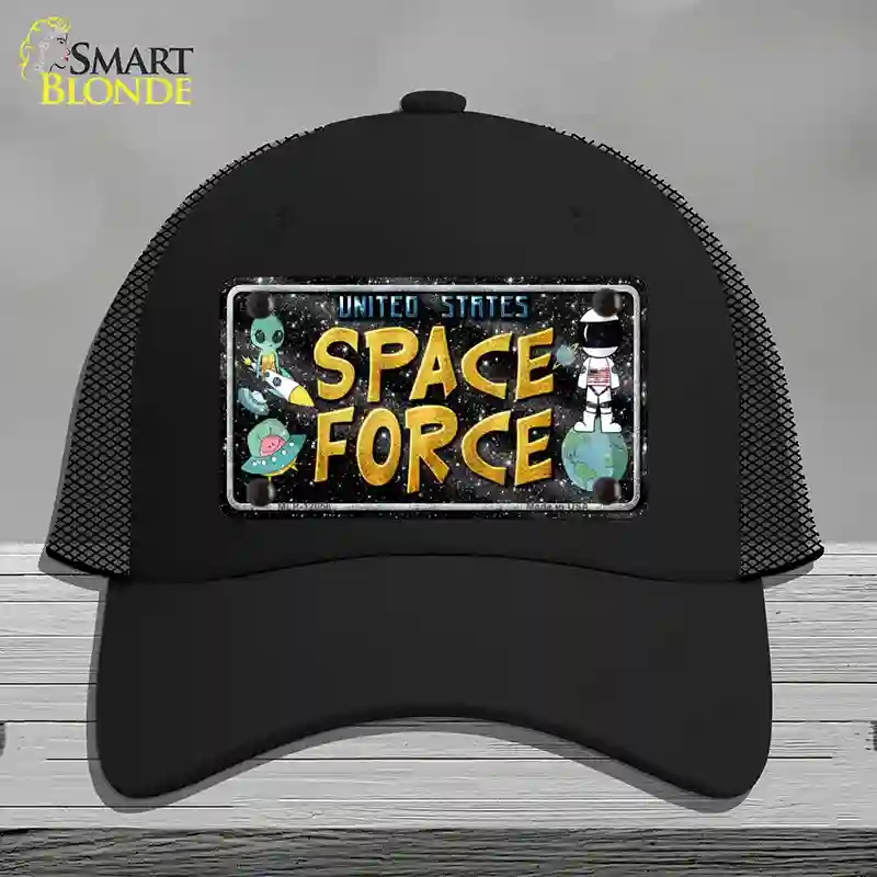 HAT01-MLP-12056 Space Force Novelty License Plate Hat, Mesh - Black