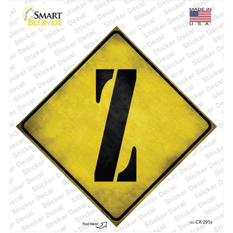 CX-291s-M Letter Z Xing Novelty Diamond Sticker Decal, Medium