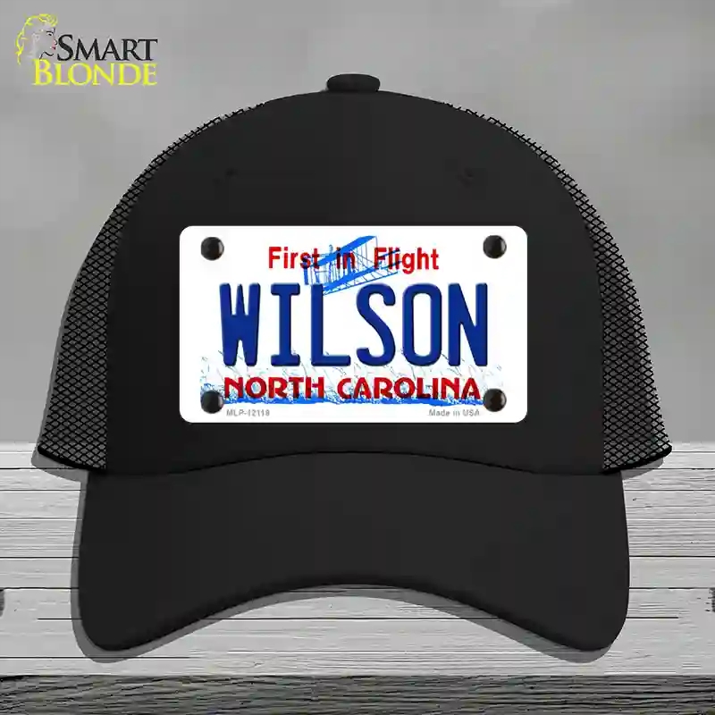 HAT01-MLP-12119 Wilson North Carolina Flight Novelty License Plate Hat, Mesh - Black
