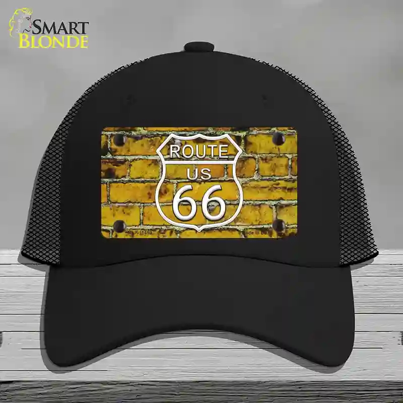 HAT01-MLP-11459 Route 66 Yellow Brick Wall Novelty License Plate Hat, Mesh - Black