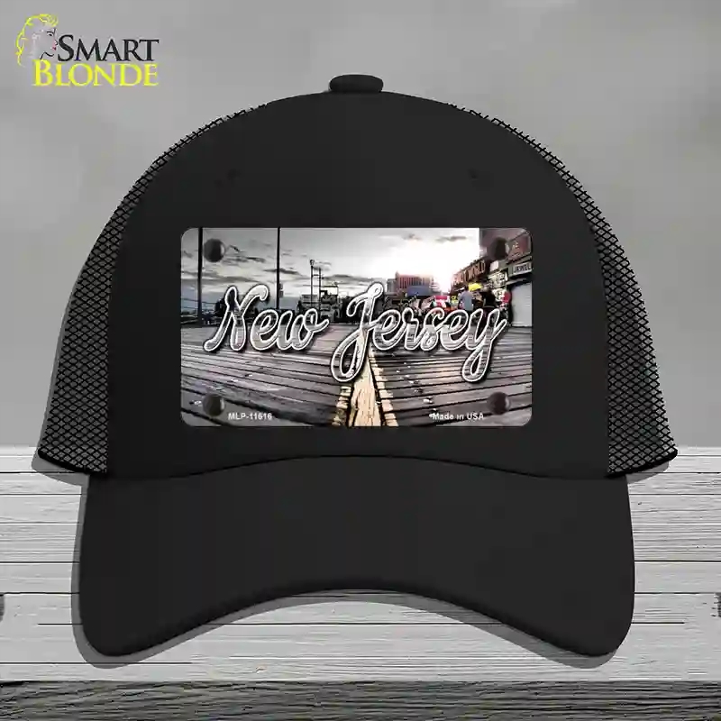 HAT01-MLP-11616   Jersey Boardwalk State Novelty License Plate Hat, Mesh - Black