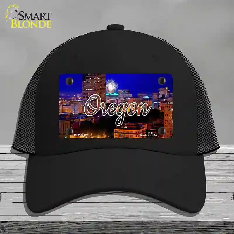 HAT01-MLP-11625 Oregon Firework City Lights State Novelty License Plate Hat, Mesh - Black