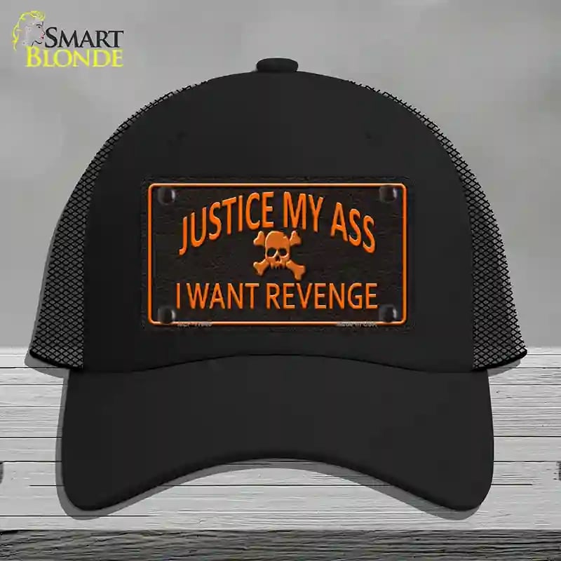 HAT01-MLP-11646 Justice My Ass Novelty License Plate Hat, Mesh - Black