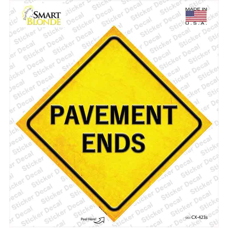 CX-423s-M Pavement Ends Novelty Diamond Sticker Decal, Medium