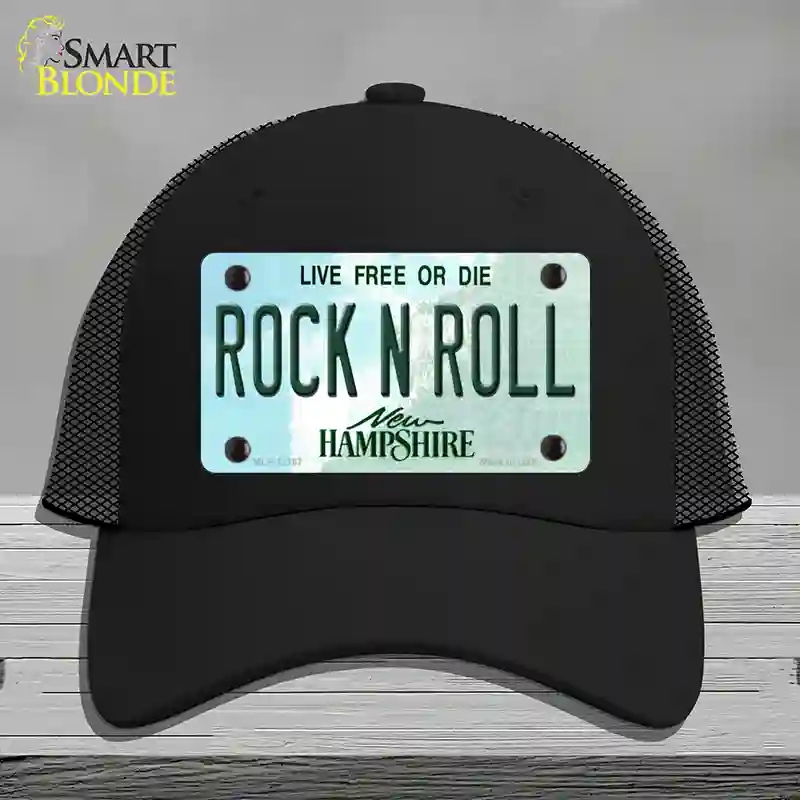 HAT01-MLP-12167 Rock N Roll   Hampshire Novelty License Plate Hat, Mesh - Black
