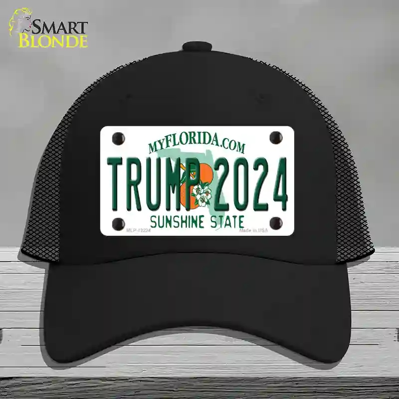 HAT01-MLP-12224 Trump 2024 Florida Novelty License Plate Hat, Mesh - Black