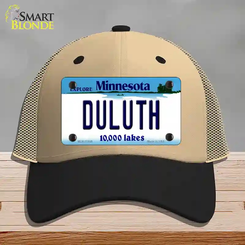 HAT02-MLP-11039 Duluth Minnesota State Novelty License Plate Hat, Mesh - Khaki & Black