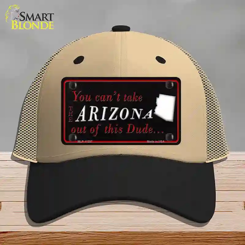 HAT02-MLP-11257 Arizona Dude Novelty License Plate Hat, Mesh - Khaki & Black