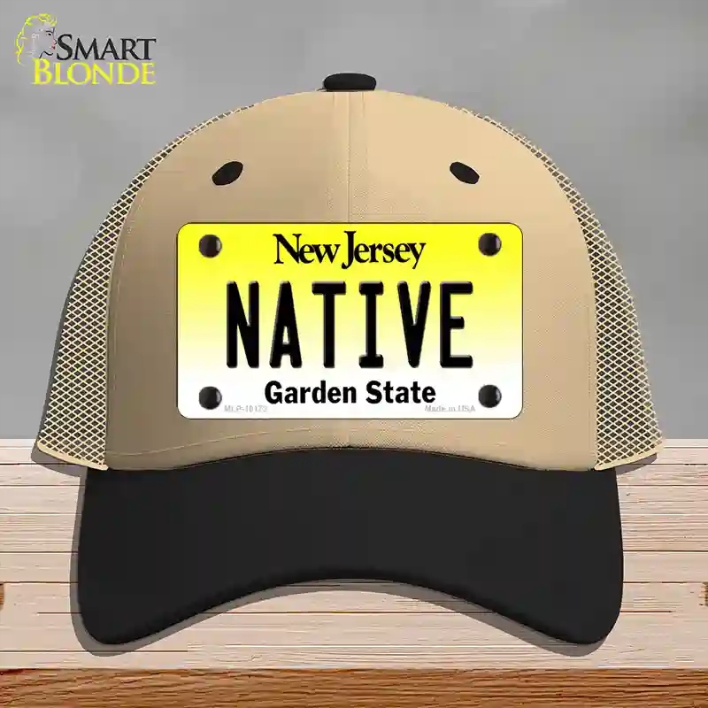 HAT02-MLP-10173 Native   Jersey Novelty License Plate Hat, Mesh - Khaki & Black