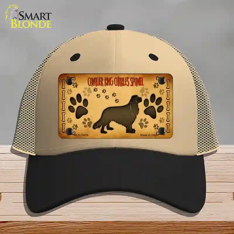 HAT02-MLP-10436 Cavalier King Charles Spaniel Novelty License Plate Hat, Mesh - Khaki & Black
