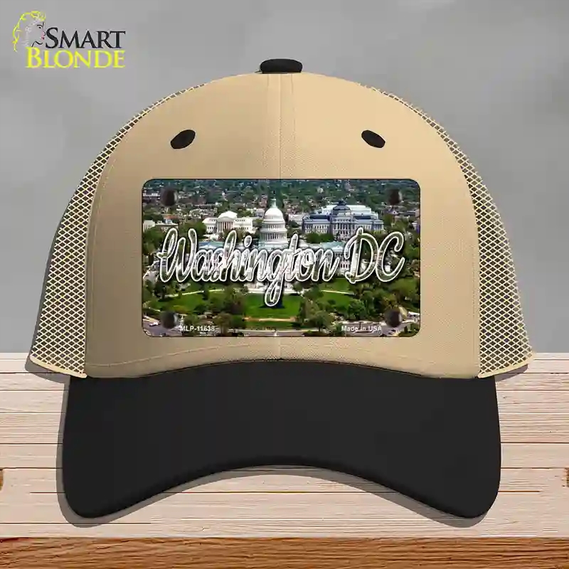 HAT02-MLP-11638 Washington DC White House State Novelty License Plate Hat, Mesh - Khaki & Black