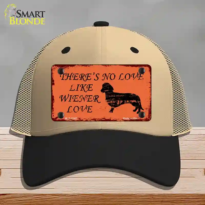 HAT02-MLP-11687 Wiener Love Novelty License Plate Hat, Mesh - Khaki & Black