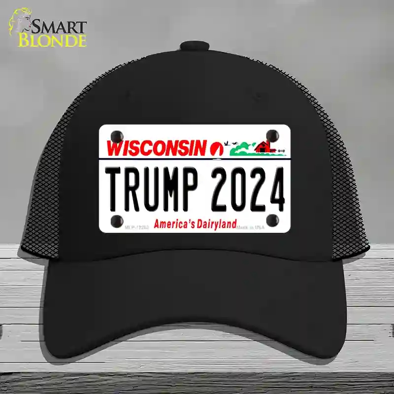 HAT01-MLP-12262 Trump 2024 Wisconsin Novelty License Plate Hat, Mesh - Black