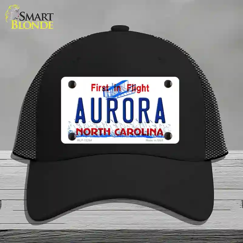 HAT01-MLP-12294 North Carolina Aurora Novelty License Plate Hat, Mesh - Black