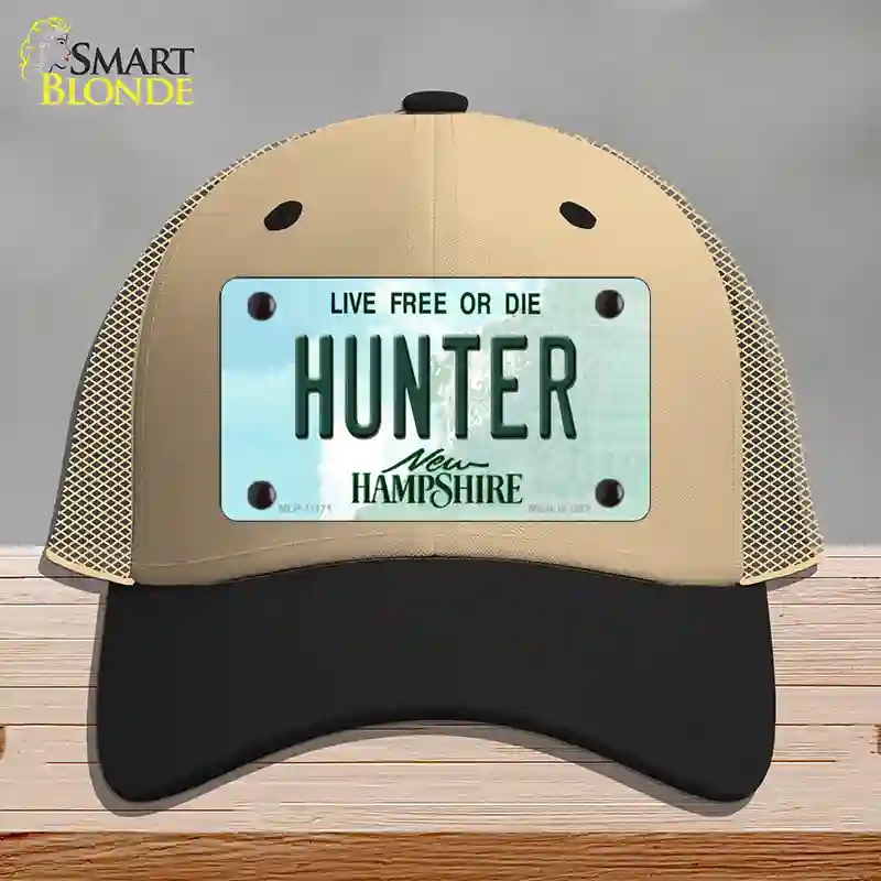 HAT02-MLP-11171 Hunter   Hampshire State Novelty License Plate Hat, Mesh - Khaki & Black