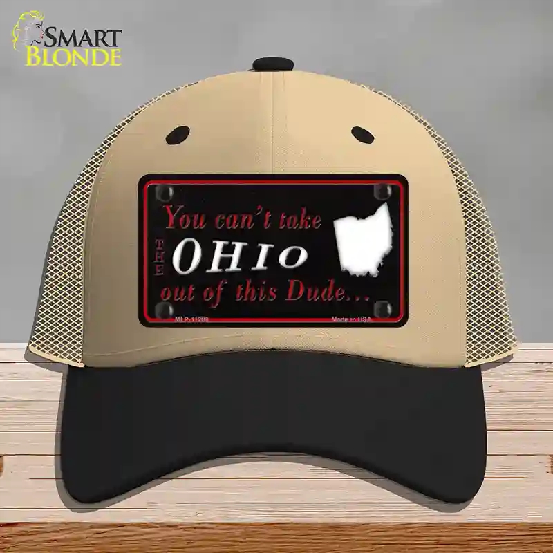 HAT02-MLP-11289 Ohio Dude Novelty License Plate Hat, Mesh - Khaki & Black
