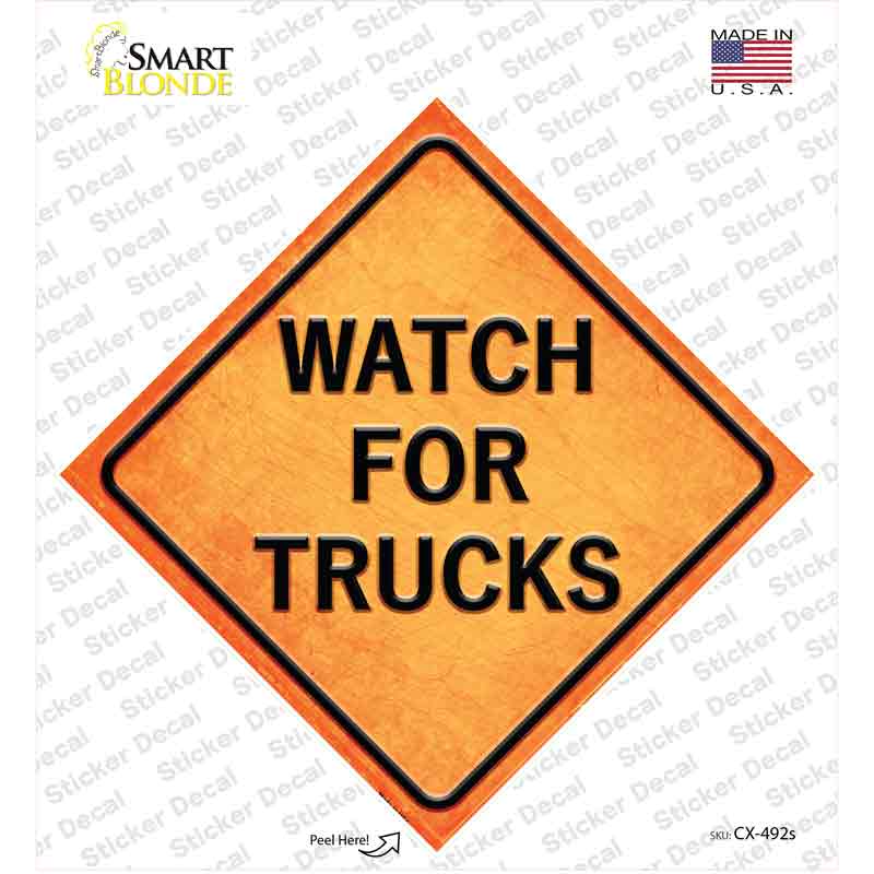 CX-492s-M Watch for Trucks Novelty Diamond Sticker Decal, Medium