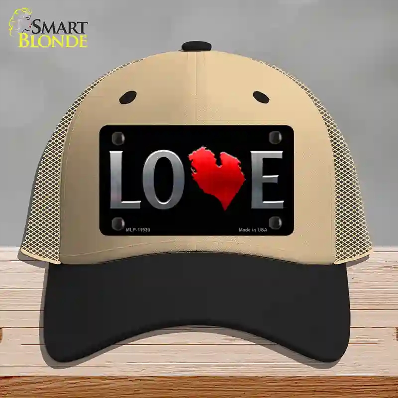 HAT02-MLP-11930 Lower Peninsula Novelty License Plate Hat, Mesh - Khaki & Black