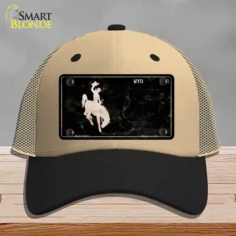 HAT02-MLP-11931 Wyoming Rusty Novelty License Plate Hat, Mesh - Khaki & Black