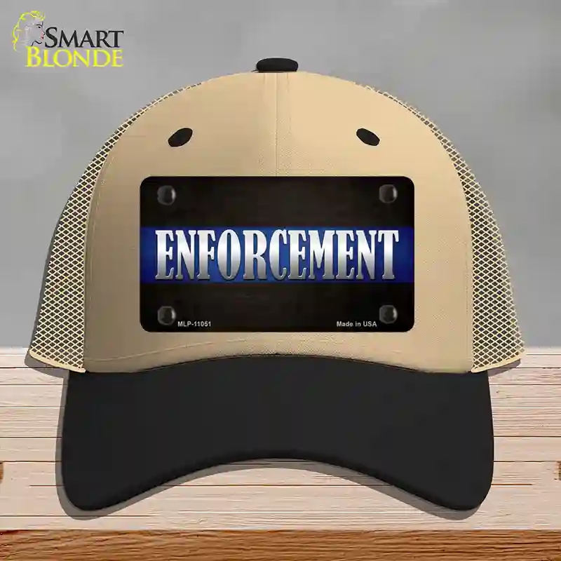 HAT02-MLP-11051 Enforcement Novelty License Plate Hat, Mesh - Khaki & Black