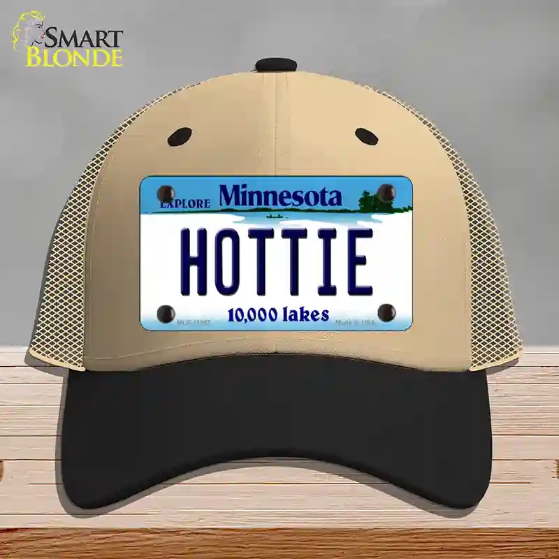 HAT02-MLP-11057 Hottie Minnesota State Novelty License Plate Hat, Mesh - Khaki & Black