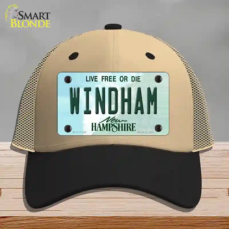 HAT02-MLP-11148 Windham   Hampshire State Novelty License Plate Hat, Mesh - Khaki & Black