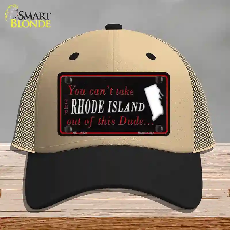 HAT02-MLP-11293 Rhode Island Dude Novelty License Plate Hat, Mesh - Khaki & Black