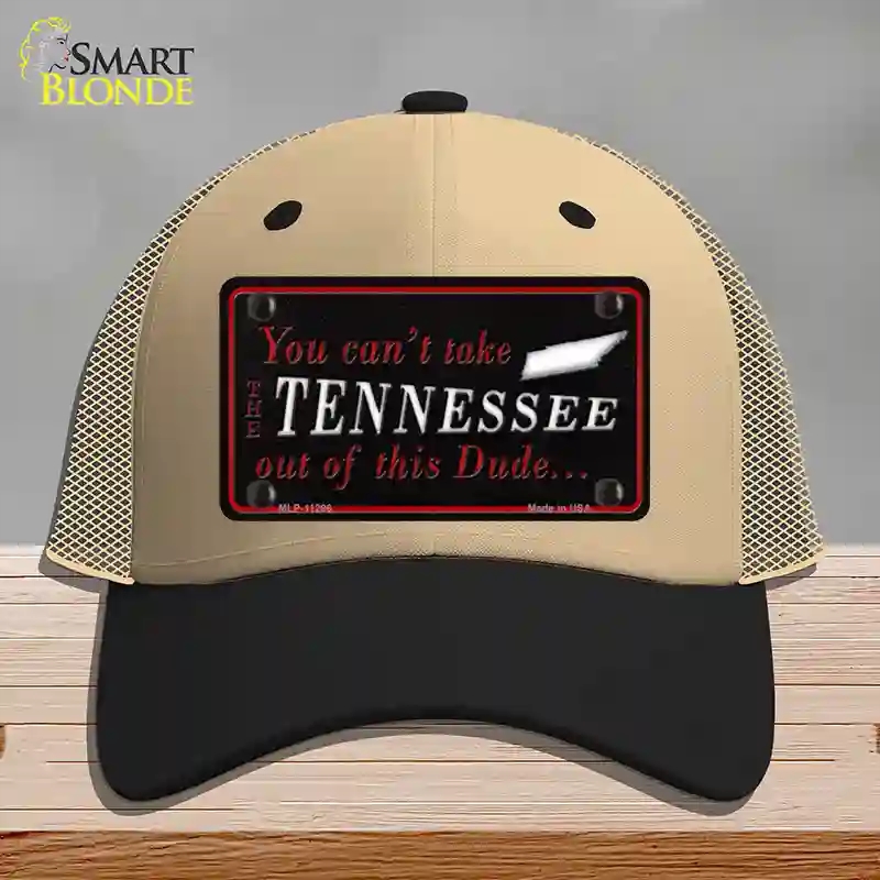 HAT02-MLP-11296 Tennessee Dude Novelty License Plate Hat, Mesh - Khaki & Black