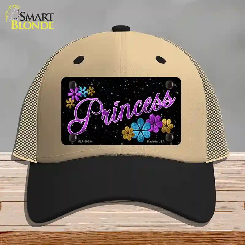 HAT02-MLP-10334 Princess Glitter Novelty License Plate Hat, Mesh - Khaki & Black