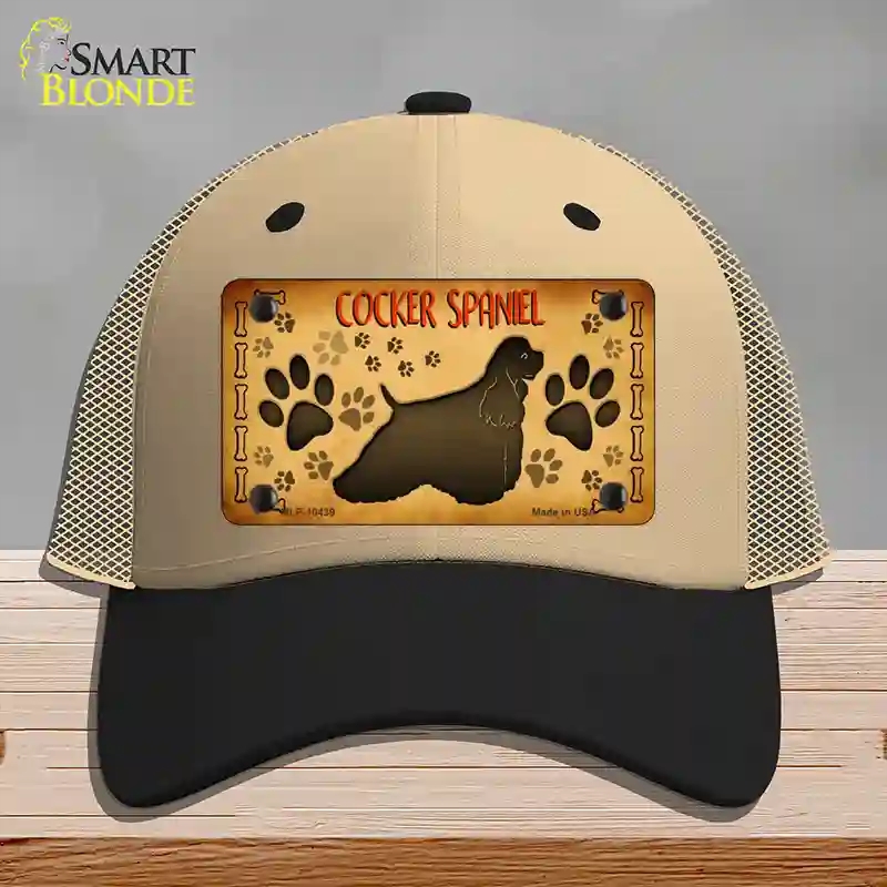 HAT02-MLP-10439 Cocker Spaniel Novelty License Plate Hat, Mesh - Khaki & Black