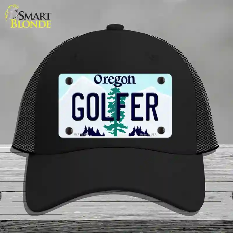 HAT01-MLP-10377 Golfer Oregon Novelty License Plate Hat, Mesh - Black
