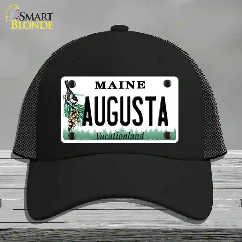 HAT01-MLP-10387 Augusta Maine Novelty License Plate Hat, Mesh - Black