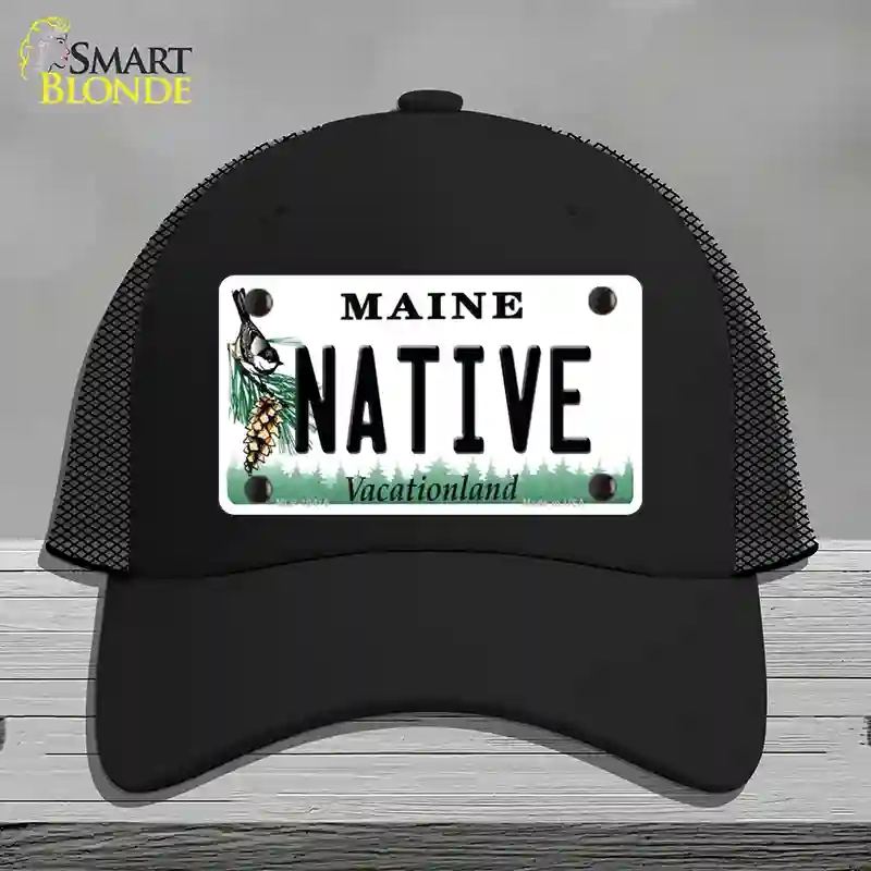 HAT01-MLP-10416 Native Maine Novelty License Plate Hat, Mesh - Black