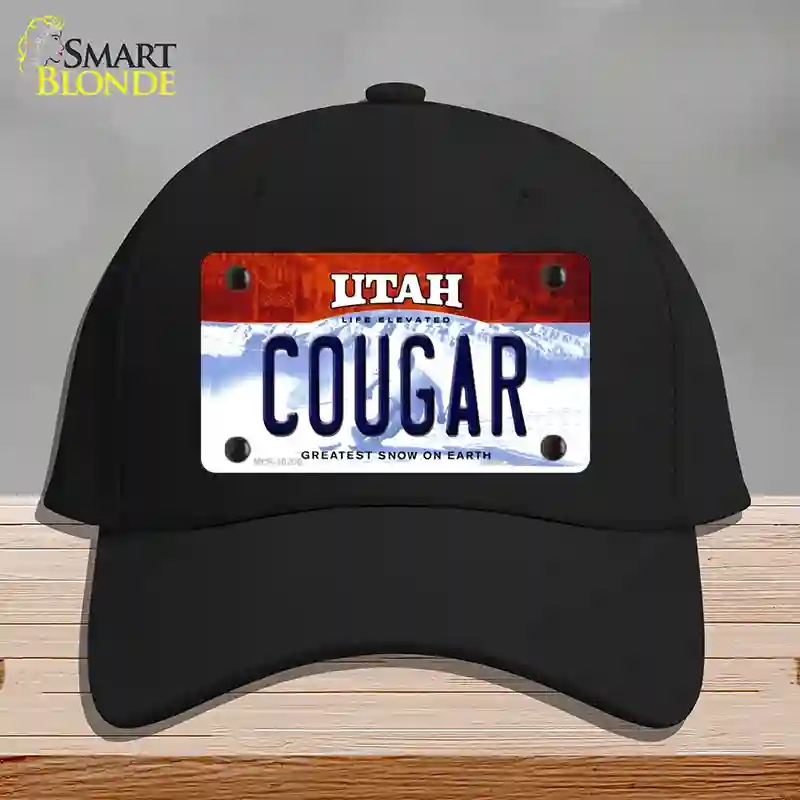 HAT03-MLP-10200 Cougar Utah Novelty License Plate Hat, Cotton - Black