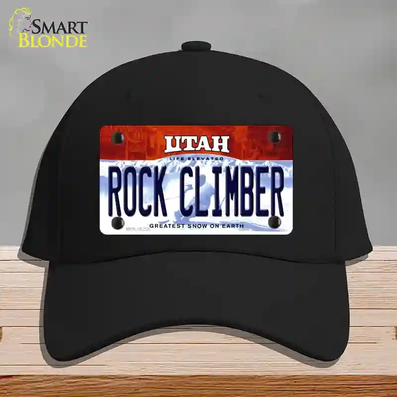 HAT03-MLP-10229 Rock Climber Utah Novelty License Plate Hat, Cotton - Black