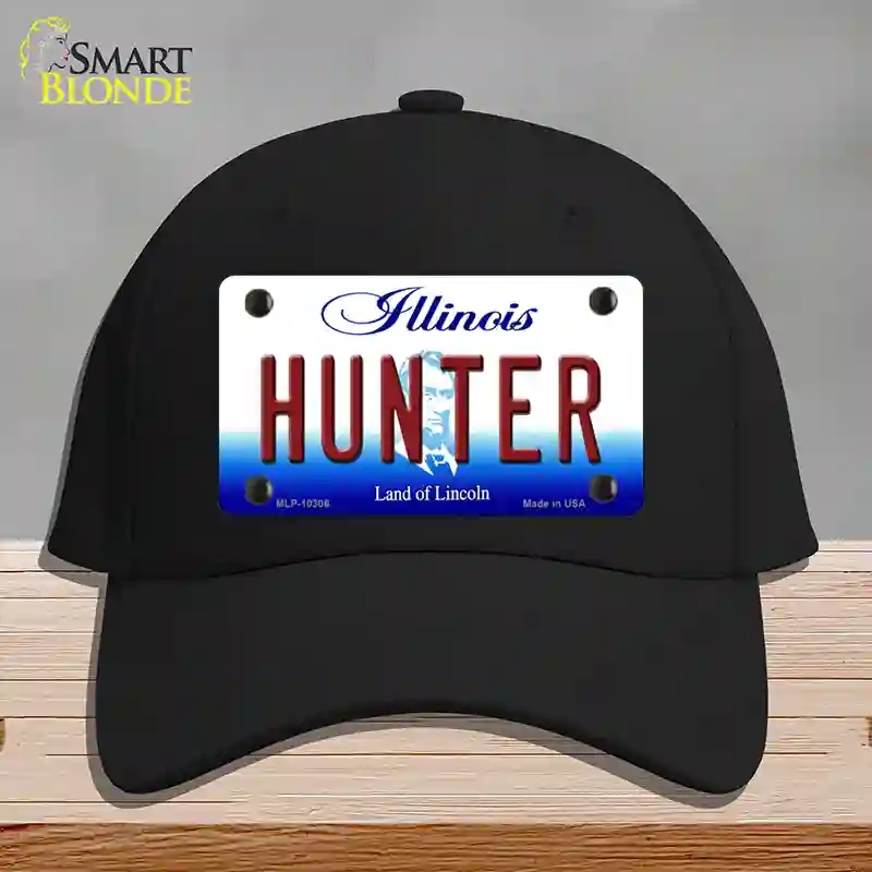 HAT03-MLP-10306 Hunter Illinois Novelty License Plate Hat, Cotton - Black