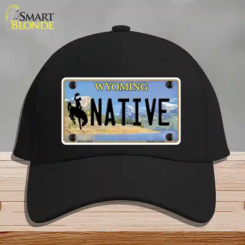 HAT03-MLP-10554 Native Wyoming Novelty License Plate Hat, Cotton - Black