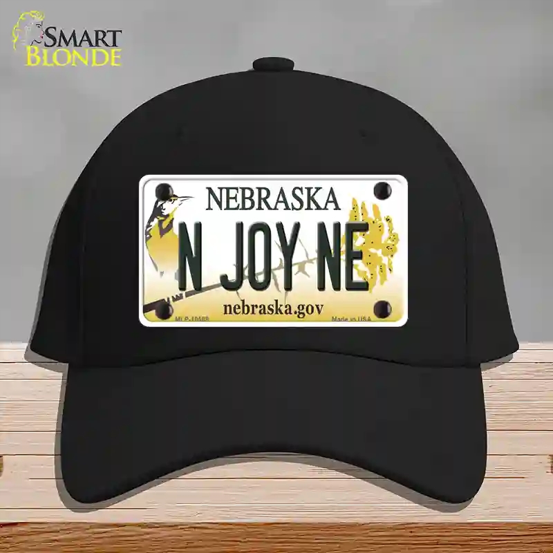 HAT03-MLP-10568 N Joy NE Nebraska Novelty License Plate Hat, Cotton - Black
