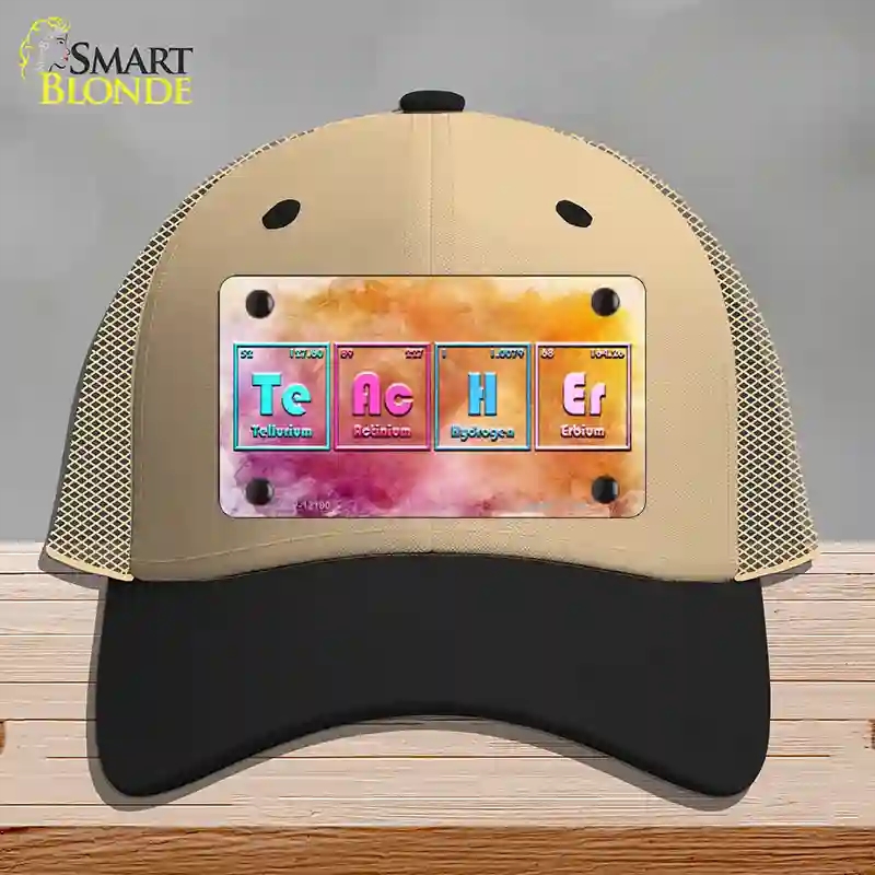 HAT02-MLP-12190 Teacher Periodic Table Novelty License Plate Hat, Mesh - Khaki & Black