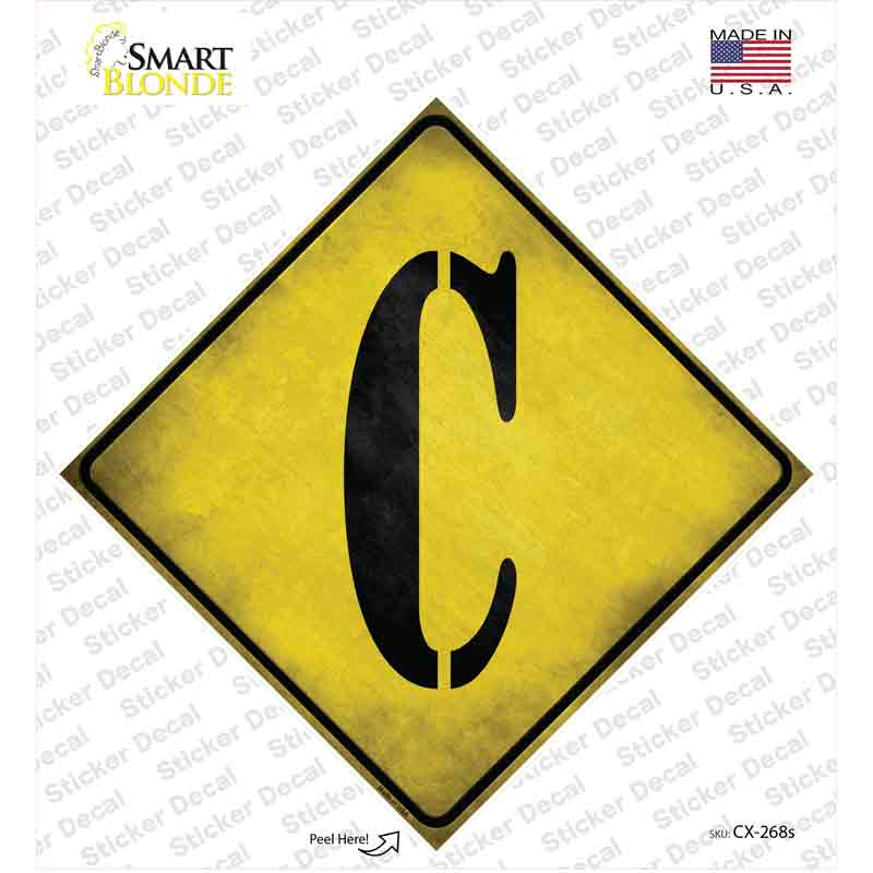 CX-268s-M Letter C Xing Novelty Diamond Sticker Decal, Medium