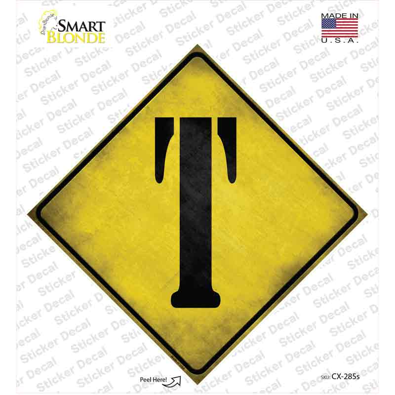 CX-285s-M Letter T Xing Novelty Diamond Sticker Decal, Medium