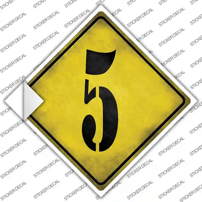 CX-302s-S Number 5 Xing Novelty Diamond Sticker Decal, Small