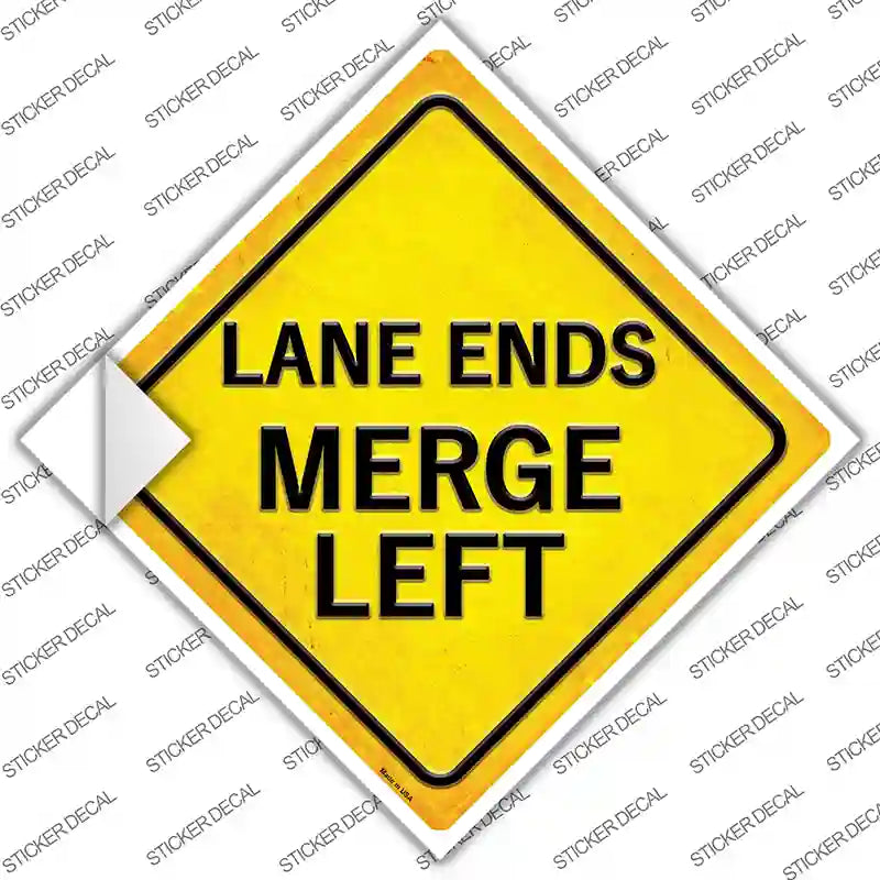 CX-389s-L Lane Ends Merge Left Novelty Diamond Sticker Decal, Large