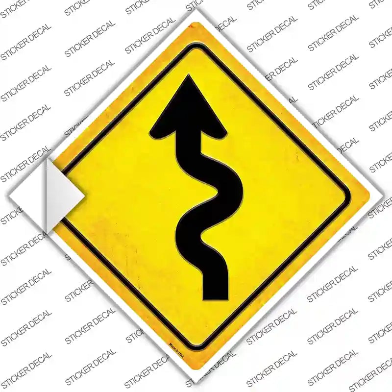 CX-442s-S Curvy Road Novelty Diamond Sticker Decal, Small