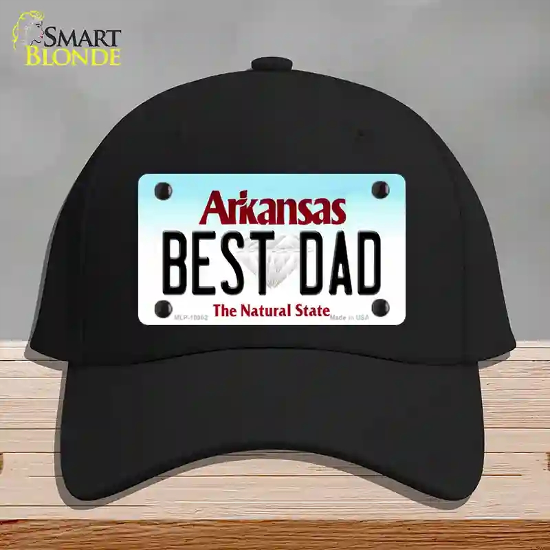 HAT03-MLP-10062 Best Dad Arkansas Novelty License Plate Hat, Cotton - Black
