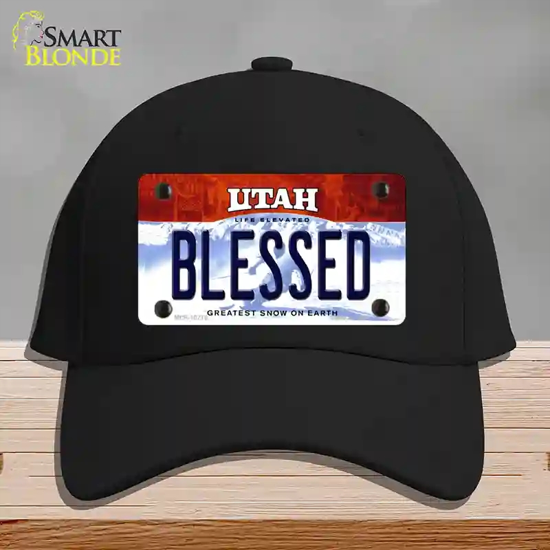 HAT03-MLP-10219 Blessed Utah Novelty License Plate Hat, Cotton - Black