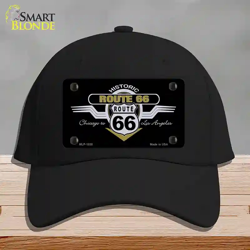 HAT03-MLP-1030 Route 66 Shield Wings Novelty License Plate Hat, Cotton - Black