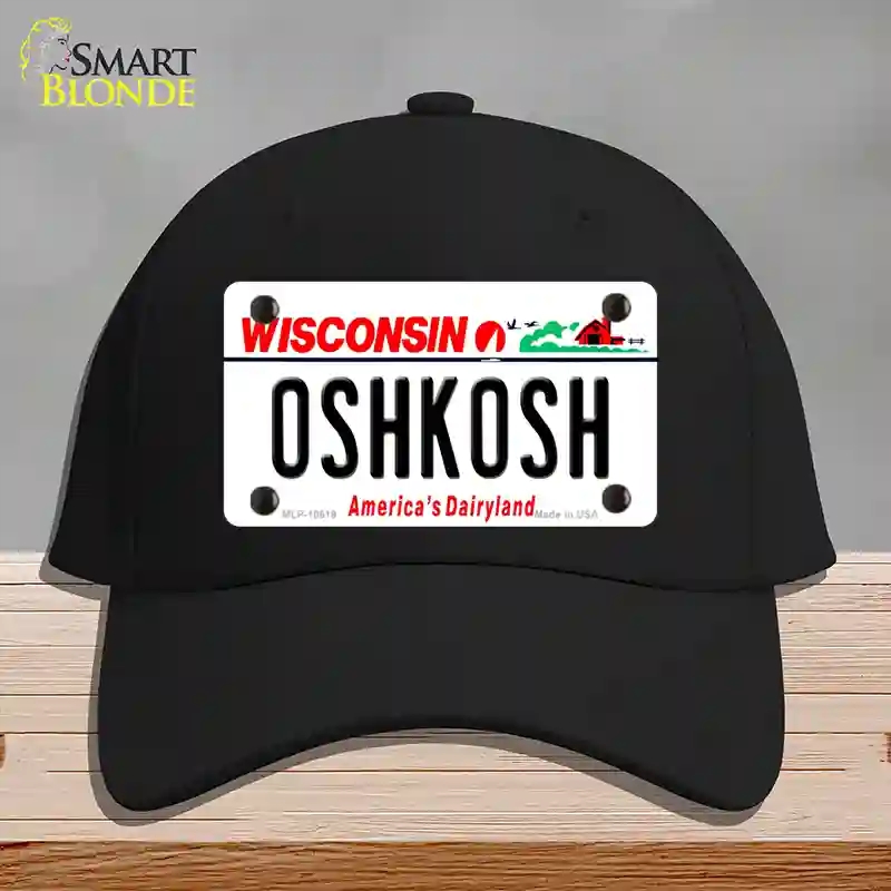 HAT03-MLP-10619 Oshkosh Wisconsin Novelty License Plate Hat, Cotton - Black