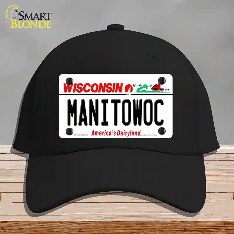 HAT03-MLP-10620 Manitowoc Wisconsin Novelty License Plate Hat, Cotton - Black