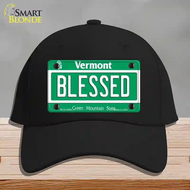 HAT03-MLP-10689 Blessed Vermont Novelty License Plate Hat, Cotton - Black
